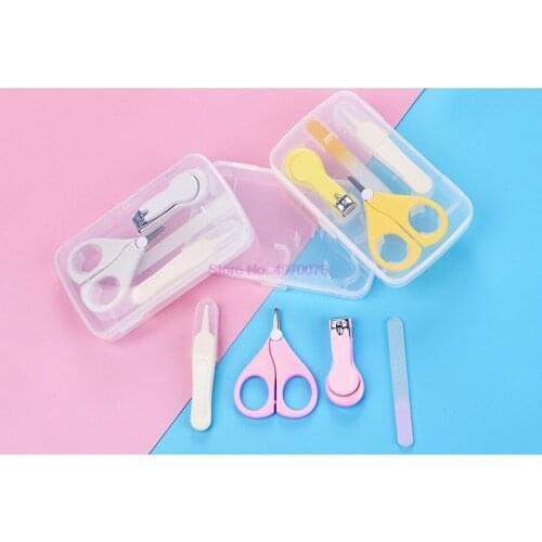 DHL 200set Newborn Kids Nail Scissors 4pcs/Set Baby Safe Health Care Kit Hardware Manicure Hair Nail Clippers Care Tools
