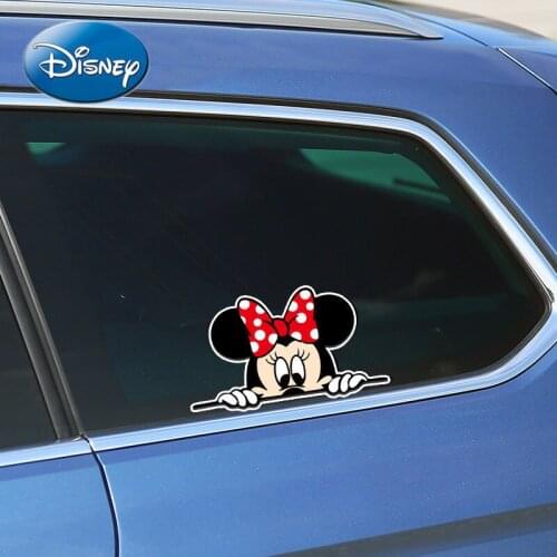 Disney Mickey Mouse Personality Creative Car Sticker Cute Mickey Minnie Peeping Side Door Body Window Sticker Blocking Scratches