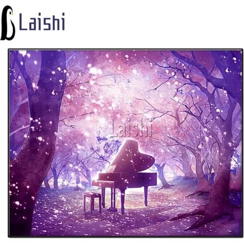 DIY diamond painting romantic Purple Forest Piano Full Drill Embroidery Cross Stitch Mosaic Craft Kit Home Decor Christmas Gift