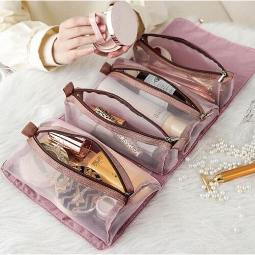 Travel makeup bag organizer for women New embroidery detachable toiletry bag Portable large capacity folding cosmetic bag necese
