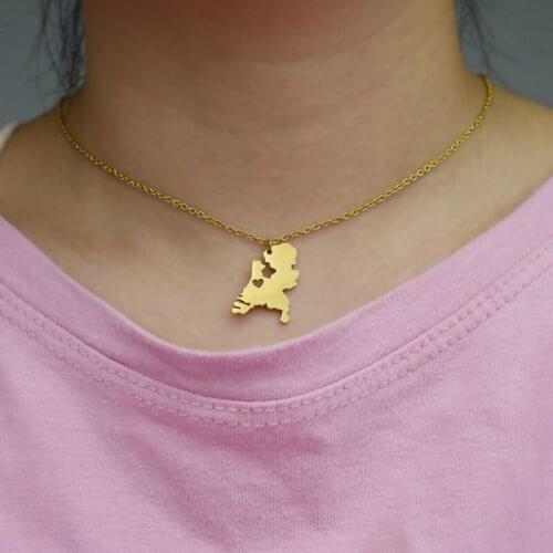 European and American new Dutch country map necklace pendant stainless steel jewelry to give friends gifts