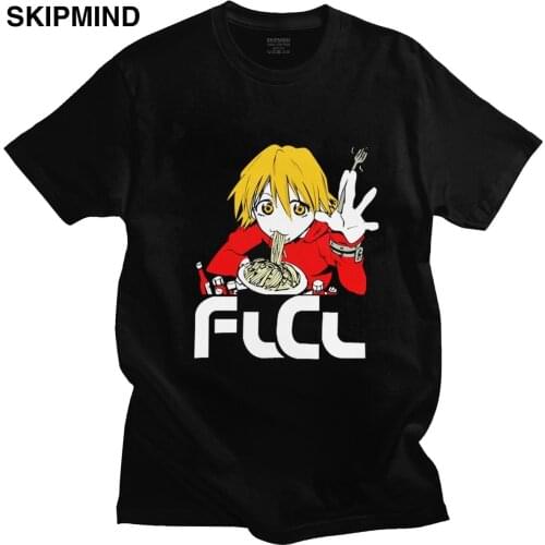 Fooly Cooly Flcl Haruhara Haruko T-Shirt Men Cotton Anime Japanese Manga Tees Shirts Short Sleeve Summer Tshirt Clothing Merch