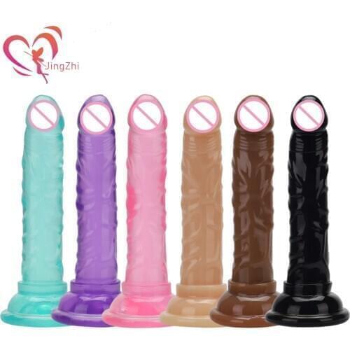 JingZhi Mini Jelly Dildo for Women Strapon Sex Toys TPE Realistic Dildo For Anal Big Dick Penis With suction cup Adult Toys Shop