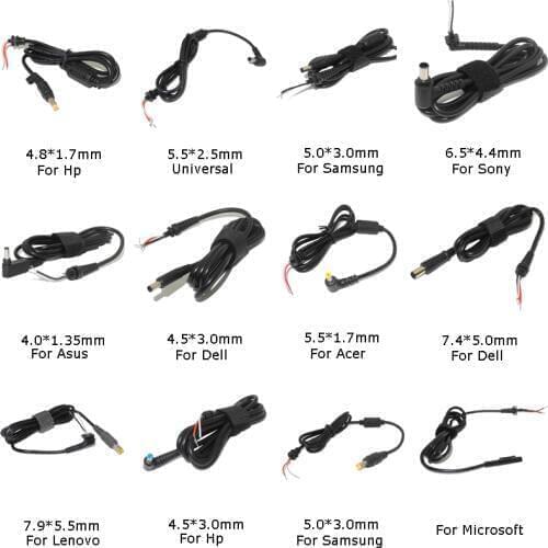 Power Cable Cord Connector DC Jack Charger Adapter Plug Power Supply Cable for Samsung HP Dell Sony Toshiba Asus Acer Lenovo