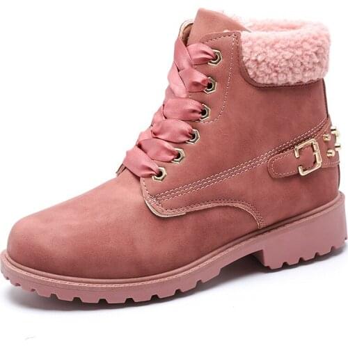 Classic Womens Boots 2021 Autumn and Winter Fashion Solid Color Snow Boots Round Toe Platform Plus Velvet Women Shoes