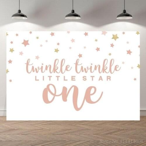 Twinkle Glitter Little Stars One Birthday Photo Background Newborn Baby Shower Kids Birthday Photography Backdrop Photo Studio