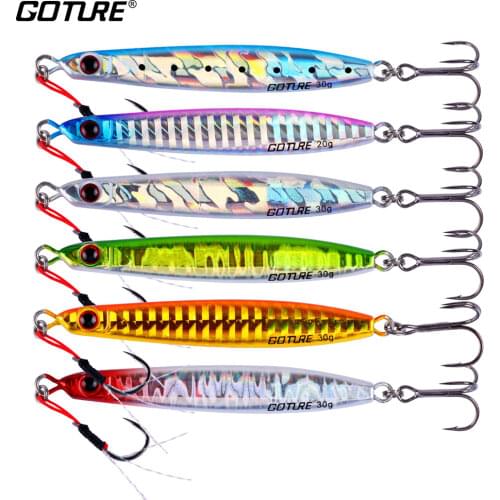 Goture Metal Jig Spoon Lure 20g 30g Slow Jigging Jigbait Artificial Bait Hard Casting Shore Lead Fish Sea Bass Fishing Lure