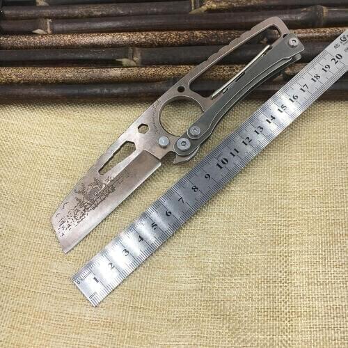 Multifunction straight knife with Carabiner fixed blade58HRC 7Cr17mov outdoor hunting swiss knifes camping survival credit card