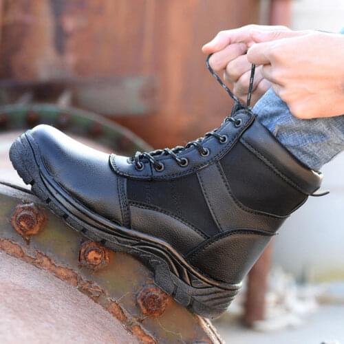 Mens New Casual Cotton Boots Mens Winter Plus Velvet Warm Shoes Anti-mite Stab Labor Insurance Shoes Mens Safety Shoes