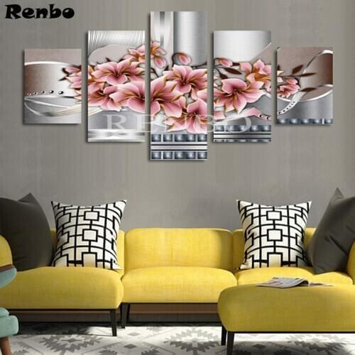 5pcs/set DIY Diamond Painting Cross Stitch Kits Full drill Diamond Embroidery Magnolia flower 5D Diamond Mosaic Home Decor A160