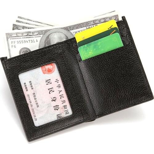 2021 outdoor new product PU mens black short wallet four-card drivers license wallet leather case