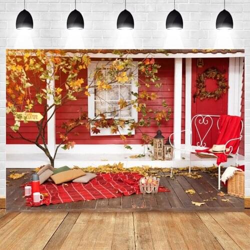 Yeele Autumn Backdrop Props Red House Maple Baby Portrait Photography Background Photographic Photophone Photo Studio Photocall