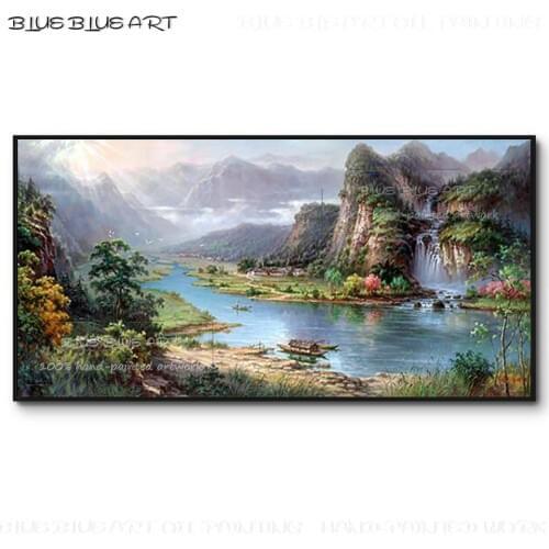 Excellent Artist Hand-painted Beautiful Natural Scenery Oil Painting on Canvas Natural Landscape Oil Painting for Living Room