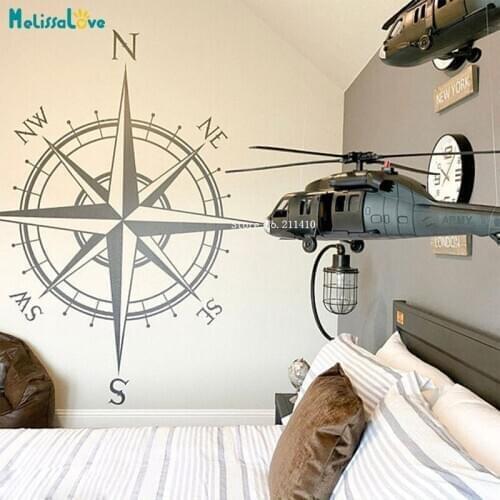 The Captain Simple Compass Wall Stricker Direction Label Home Decoration Self-adhesive Art Murals Living Room Bedroom YT5361
