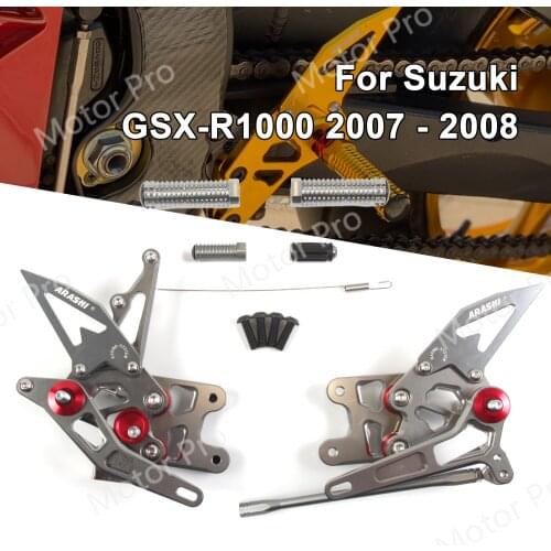 Adjustable Footrests For SUZUKI GSXR 1000 2007 2008 Motorcycle Accessories Foot Rests Pegs Rearset Pedal GSX-R GSX R GSXR1000