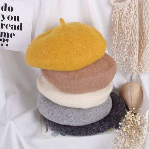 Fashion Children Kids Hat Girls Wool Beret Autumn Winter Warm Plain Beanie Newsboy Cap Multi-color 2 to 8Years