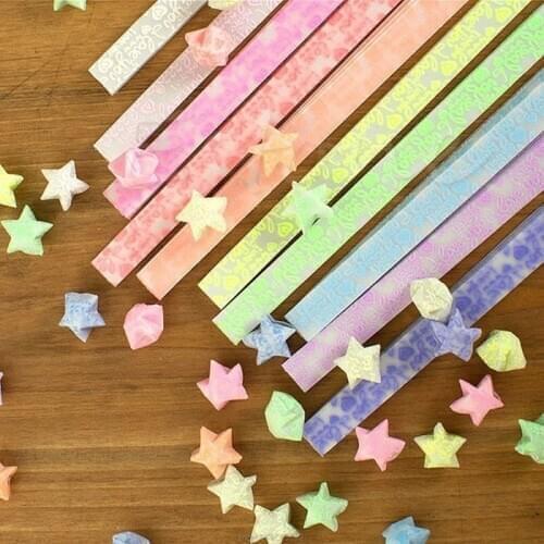 Glow in Dark Lucky Star Origami Folding Plastic Strip Paper " I LOVE YOU" Design Jy25 20 Dropship