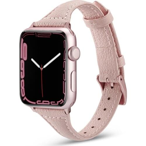 Slim Thin leather strap for apple watch band 44mm 40mm 42mm 38mm iwatch band for apple watch 6/5/4/3/2/1 bracelet Wristbelt