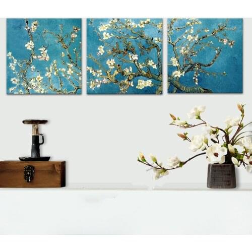 Tranditional Chinese Plum Flower Oil Canvas Painting Conbination 3Pcs Poster and Print for Home Room Decor Wall Art Paintings