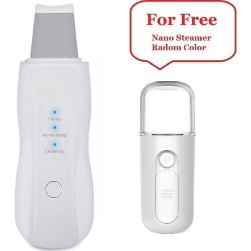 Not Ultrasonic Skin Scrubber Skin Peeling Facial Deep Cleaning USB Rechargeable Device + Nano Face Mist Steamer Humidifier