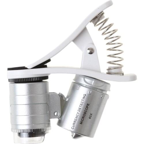 Universal 60X Mobile Phone Microscope Lens Magnification Glass LED