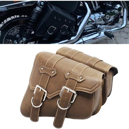 Black Brown Vintage PU Leather Saddlebags Universal Tools Bag Pouch For Harley XL Cruiser Cafe Racer Electric Bike Cycles