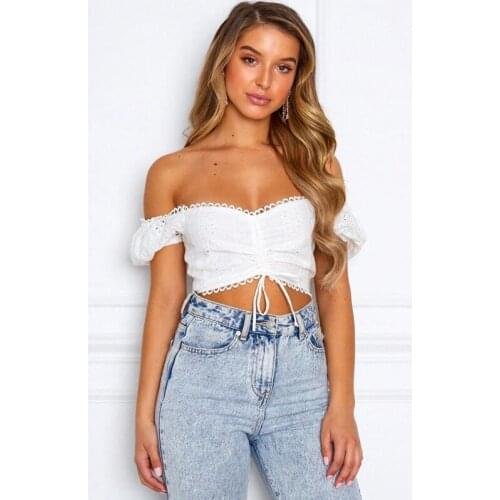Womens Off Shoulder Tops Summer E-Girls Hollow Out Lace Up Chest Vest Elastic Back Short Garment Womens Tube Top 2021 New