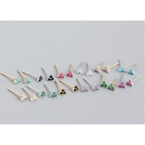 100% S925 Sterling Silver Inlaid Crystal Geometric Clover Stud Earrings Light Luxury Mature Glamour Women Jewelry Accessories