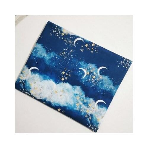 105x50cm Pretty Sky World Star Moon Clould Printed Cotton Fabric Star Fabric Patchwork Cloth Bag Party Home Decoration