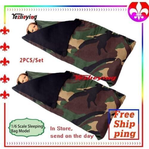 2PCS/Set 1/6 Scale Soldier Accessories Camouflage Military Camping Sleeping Bags Cover For 12" Action Figure Toys Body