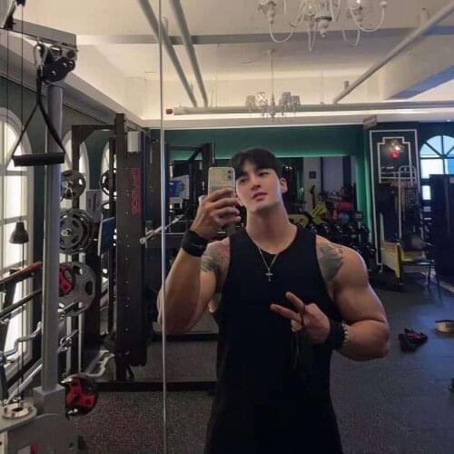 2021 sports vest mens summer new cotton sweat-absorbent fitness sleeveless t-shirt running fitness squat cotton singlet