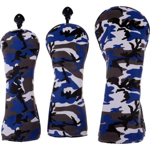 3 Set 9 Pieces Sports Golf Club Headcover 460cc Driver Wood Head Covers Camo
