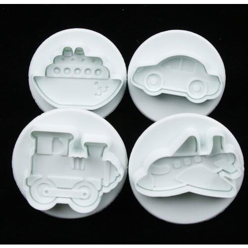 4PCS/set Airplane, Vehicle,Tank, Car Shape Plastic Biscuit Cookie Cutters Fondant Pastry Mold Cake Decorating Tools Candy Molds
