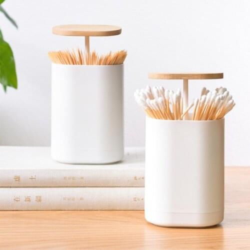 Toothpick Box Cotton Swabs Holder Tooth Pick Automatic Dispenser Press Can Living Room Table Accessories Cotton Bud Container