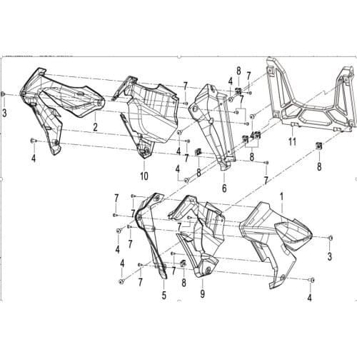 Side cover plastic cover parts page of Benelli TNT150 BJ150-29A BJ150-29B