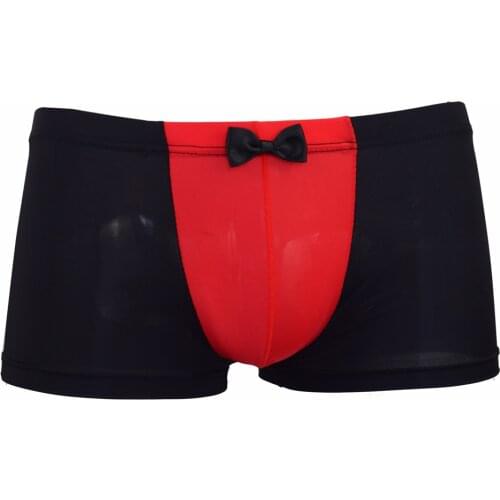 Mans Novelty Design Boxers Gentlemans Bow Tie Ice Silk Mens Underpants Silky Slim and Sexy Underwears