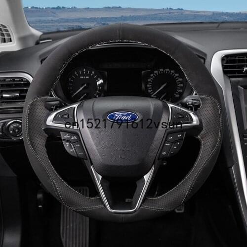 DIY Sew Customized Steering Wheel Cover For Ford Taurus Focus Kuga Edge Fusion Ecosport Accessories