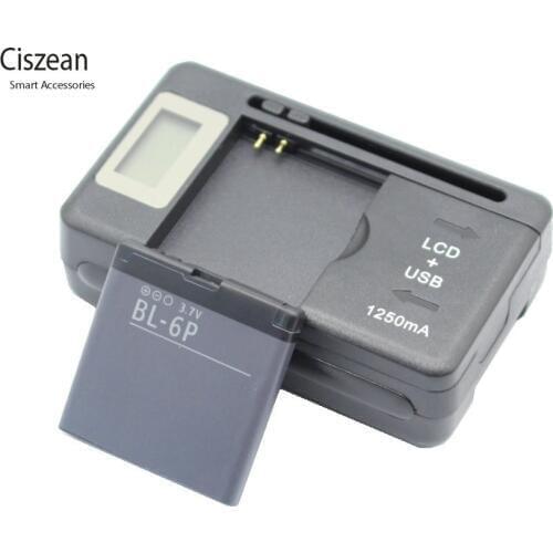 Ciszean 1x 3.7V 830mAh BL-6P Replacement Battery +Universal Charger for Nokia 6500C 6500 Classic 7900 Prism 7900P BL 6P bl6p