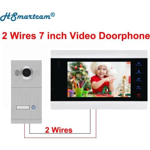 Home 7 inch Monitor 2 Wires Video Intercom 2C Video Door Phone 1200TVL Camera Doorbell Doorphone Intercom System for Apartment