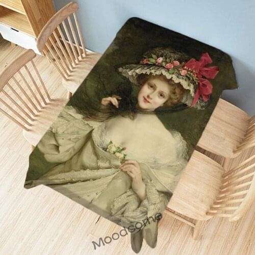 Europe Elegant Lady Girl Duchess World Famous Oil Painting Rococo Baroque Style Decorative Wall Tapestry Durable Table cloth Art