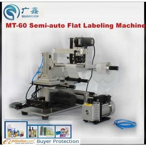 MT-60 adhesive sticker semi automatic flat bottle labeling machine with coding machine