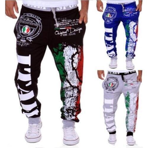 HOT 2019 Outdoor Active Sport Fitness Jogging Running GYM Exercise Sweatpants Italian flag printing design hip hop cargo pants