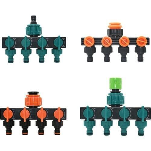 Drip Irrigation 4-Way Garden Tap Water Splitter Water Pipe 4 way Splitter Irrigation Valve Quick Connector Female 1/2 "3/4" 1"