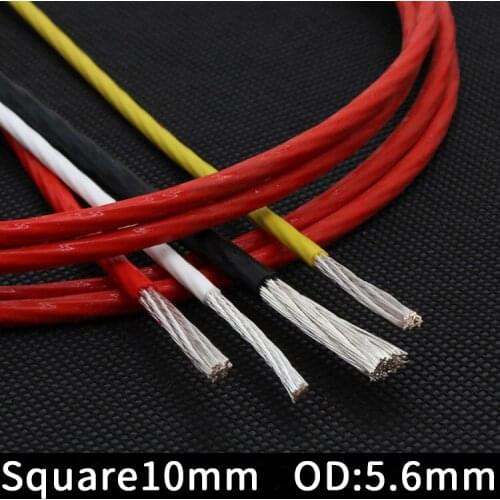 Square 10mm PTFE Silver Plated Wire OD 5.6mm Insulated High Temperature Soft Electron Cable OFC Copper DIY Headphone Single Line