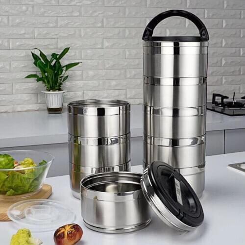 Japanese Stainless Steel Heat Preservation Lunch Box 1-6 Layer Large Capacity Bento Box School Office Camping Food Container
