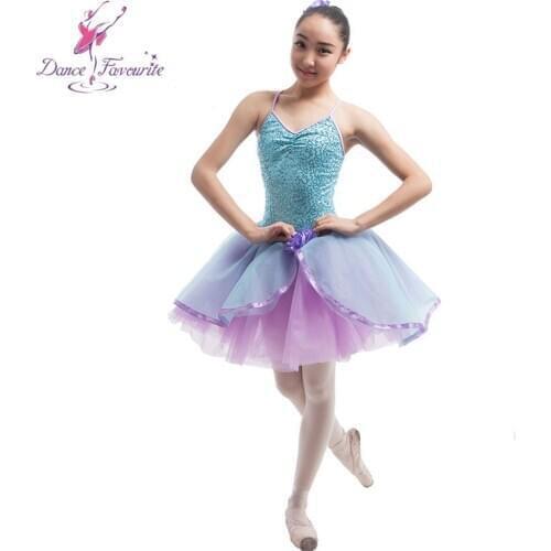 Pale Bluesequin Bodice Romantic-length Lady Ballet Tutu Sequin Bodice Adult Stage Performance Ballet Costume Tutu