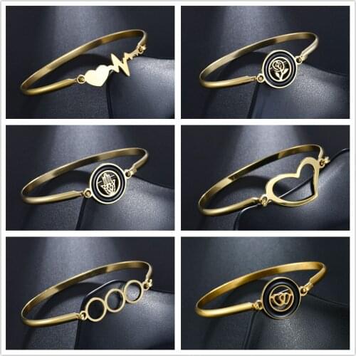 Lover Bracelets & Bangles Heart Tree of Life Stainless Steel Charms Bangle for Women Men Gold Wedding Jewelry Engagement Gifts