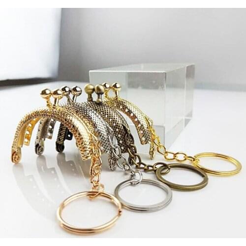 5cm Mini Metal Coin Purse Bag Frame Handle with Keychain Change Purse Frame Kiss Clasp Lock DIY Craft Wallet Making Accessaries