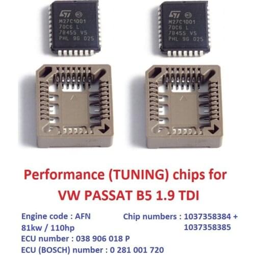Modified chips for VW PASSAT B5 1.9 TDI AFN engine. Chip tuning / Remap
