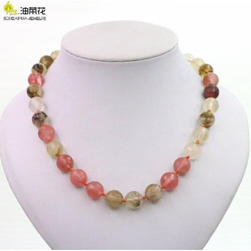 Fashion Elegant 6-12mm Cut Watermelon Tourmaline Crystal Necklace Clavicle Chain Woman Girl High Quality Christmas Wedding Gift